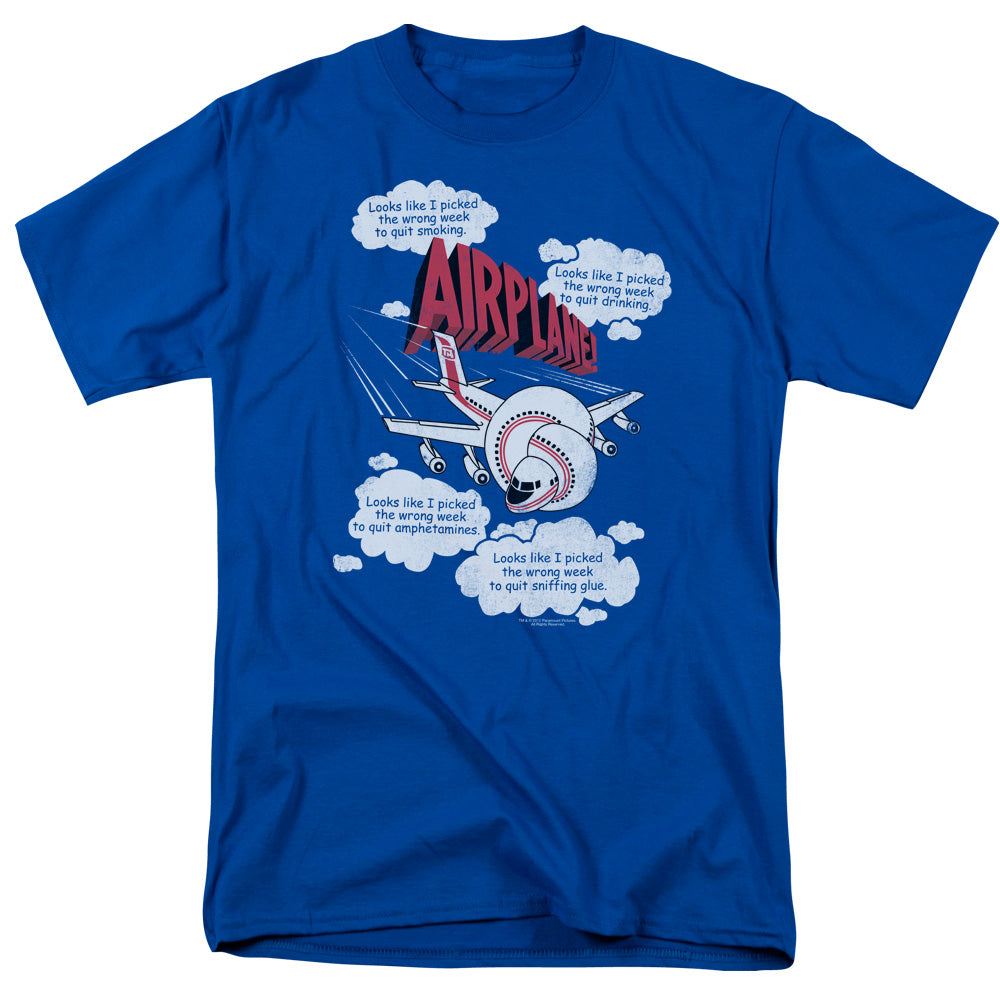 AN OFFCIALLY LICENSED AIRPLANE PICKED THE WRONG DAY MEN'S REGULAR FIT T-SHIRT ROYAL