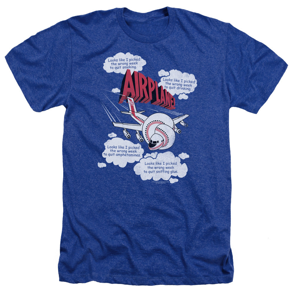AN OFFCIALLY LICENSED AIRPLANE PICKED THE WRONG DAY MEN'S HEATHER T-SHIRT ROYAL