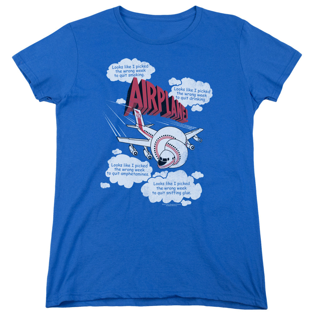 AN OFFCIALLY LICENSED AIRPLANE PICKED THE WRONG DAY WOMEN'S REGULAR FIT T-SHIRT ROYAL