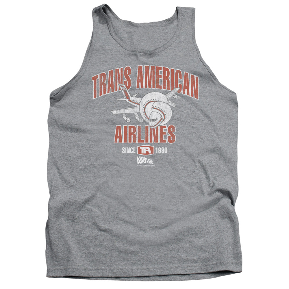AN OFFCIALLY LICENSED AIRPLANE TRANS AMERICAN ADULT UNISEX TANK TOP ATHLETIC HEATHER