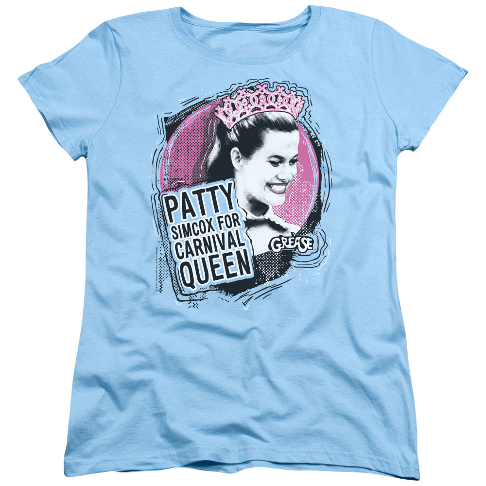 AN OFFCIALLY LICENSED GREASE CARNIVAL QUEEN WOMEN'S REGULAR FIT T-SHIRT LIGHT BLUE