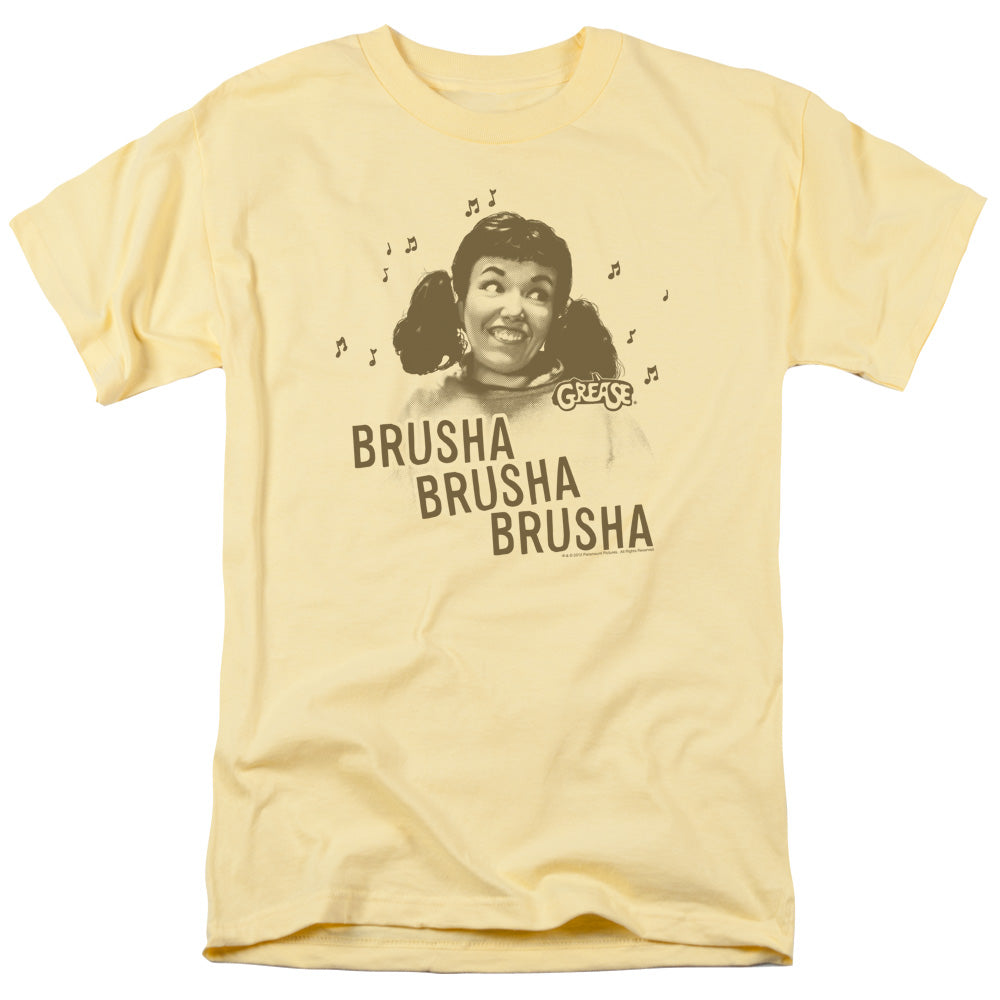 AN OFFCIALLY LICENSED GREASE BRUSHA BRUSHA BRUSHA MEN'S REGULAR FIT T-SHIRT BANANA