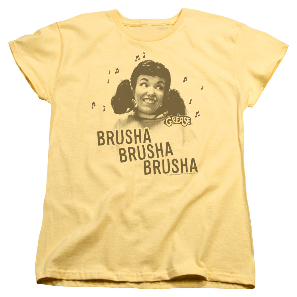 AN OFFCIALLY LICENSED GREASE BRUSHA BRUSHA BRUSHA WOMEN'S REGULAR FIT T-SHIRT BANANA