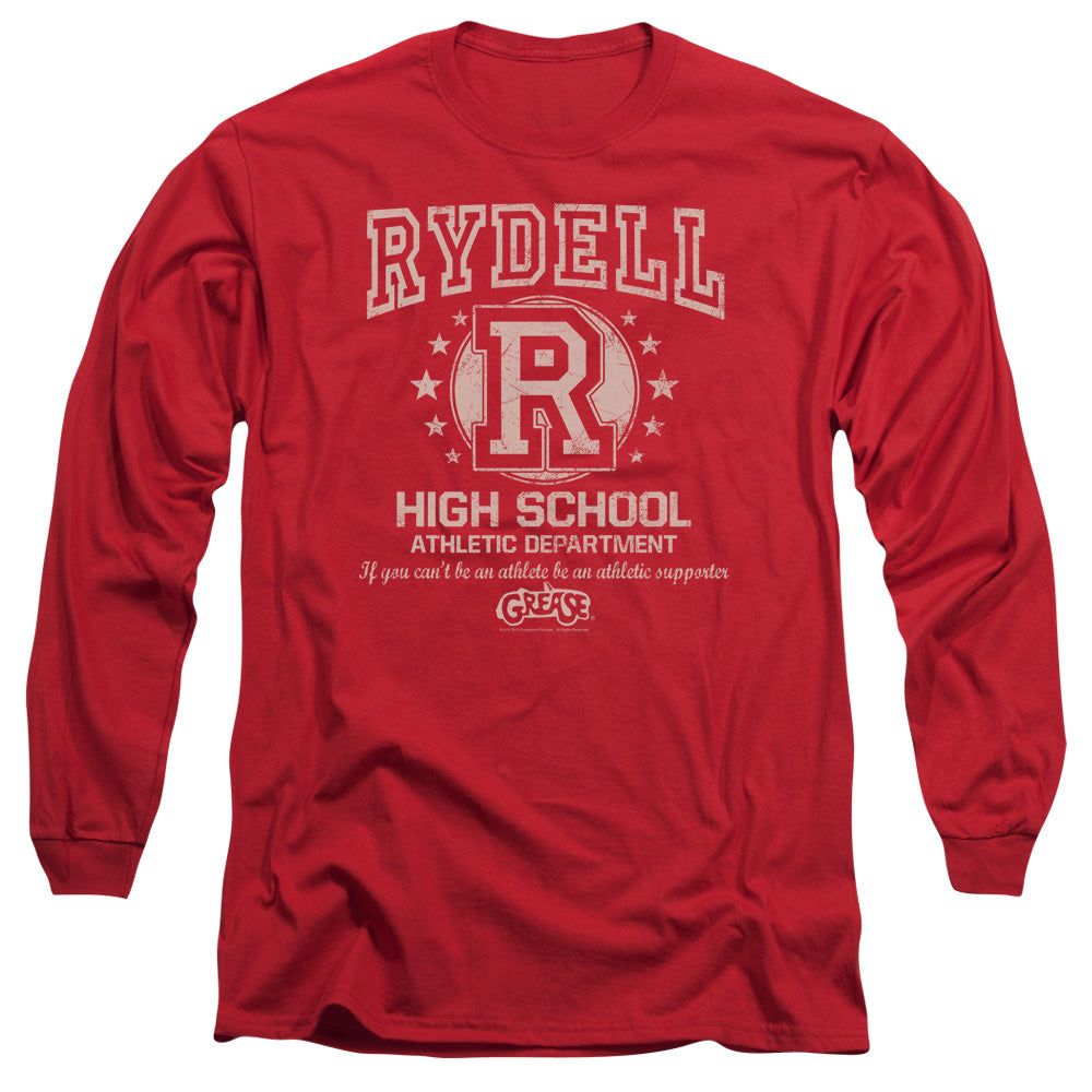 AN OFFCIALLY LICENSED GREASE RYDELL HIGH MEN'S LONG SLEEVE T-SHIRT RED