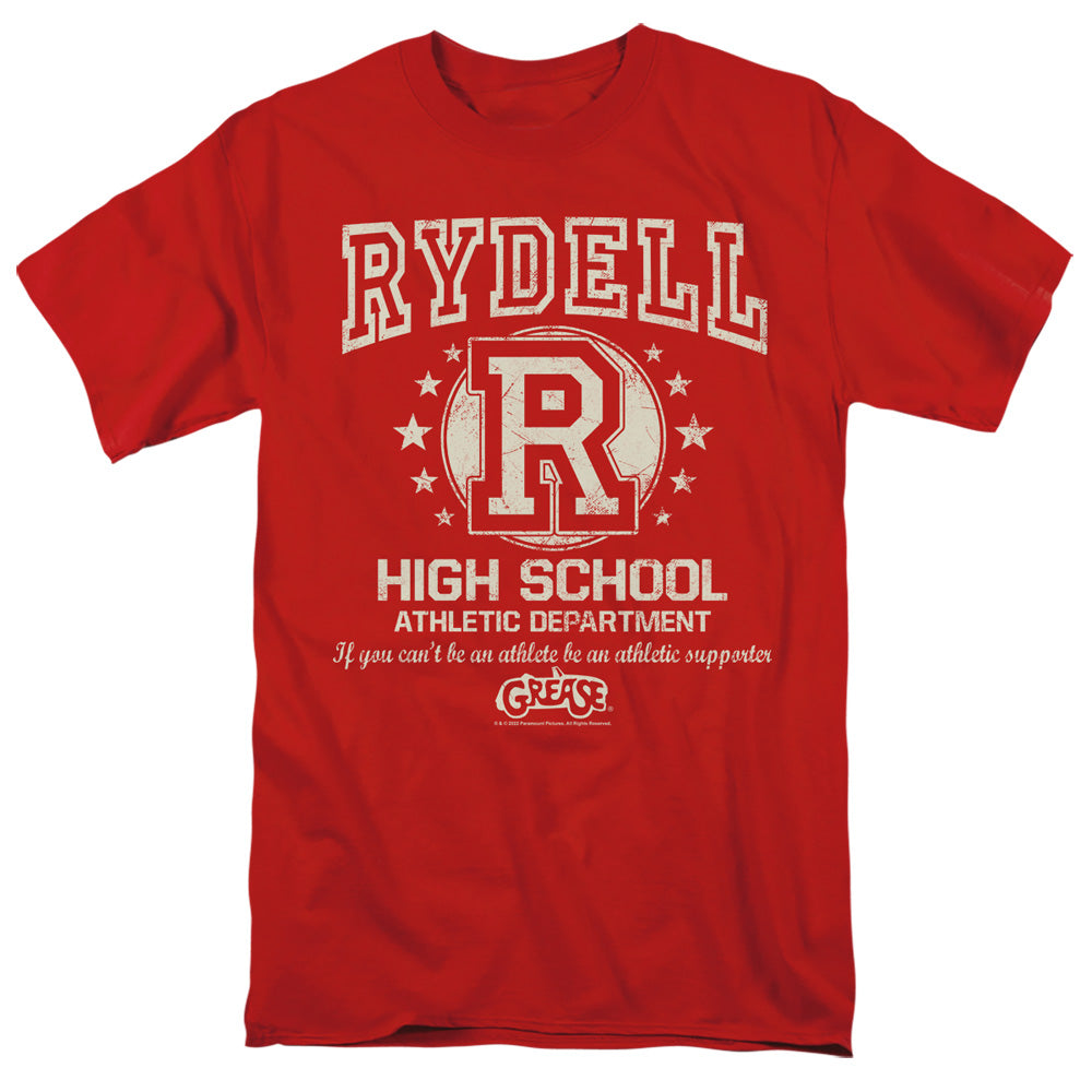 AN OFFCIALLY LICENSED GREASE RYDELL HIGH MEN'S REGULAR FIT T-SHIRT RED