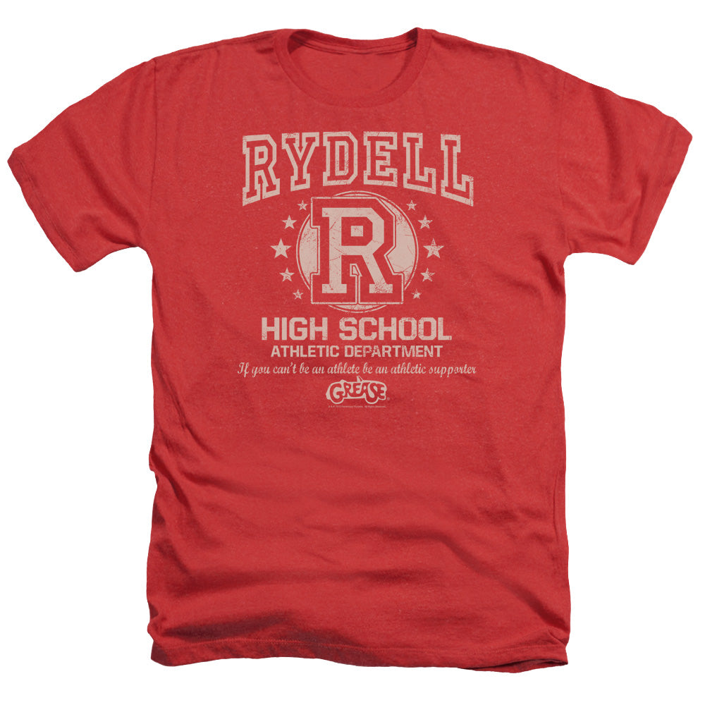 AN OFFCIALLY LICENSED GREASE RYDELL HIGH MEN'S HEATHER T-SHIRT RED