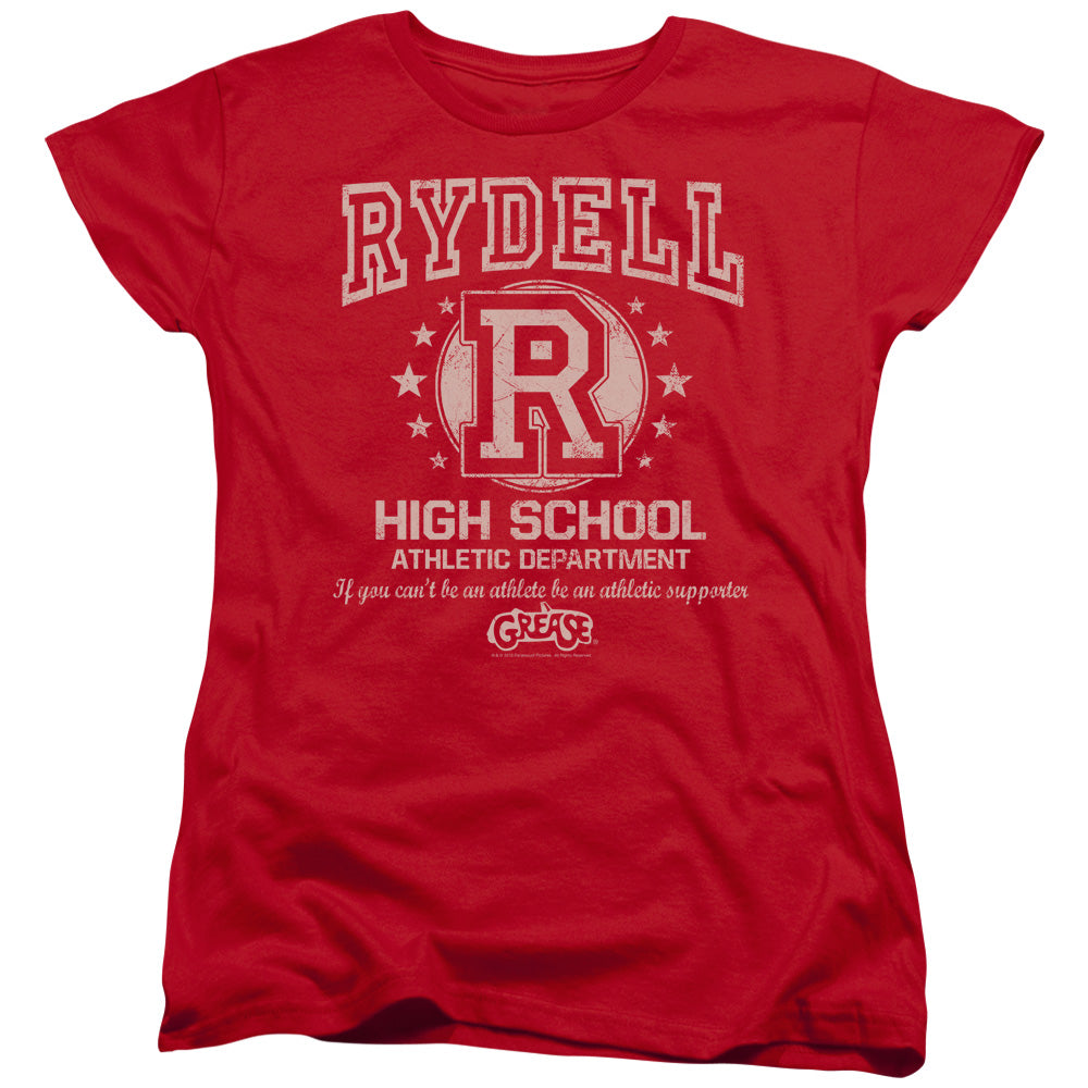 AN OFFCIALLY LICENSED GREASE RYDELL HIGH WOMEN'S REGULAR FIT T-SHIRT RED