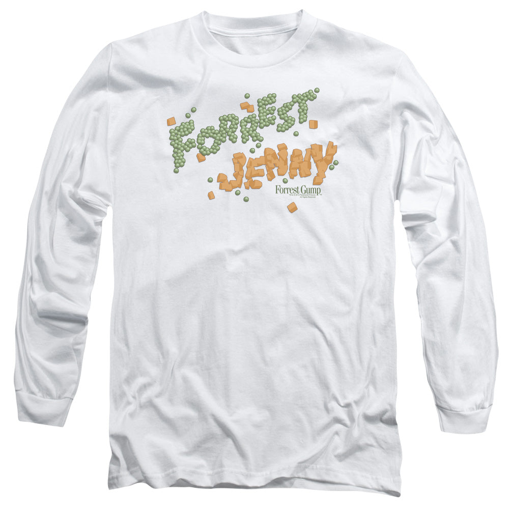 AN OFFCIALLY LICENSED FORREST GUMP PEAS AND CARROTS MEN'S LONG SLEEVE T-SHIRT WHITE