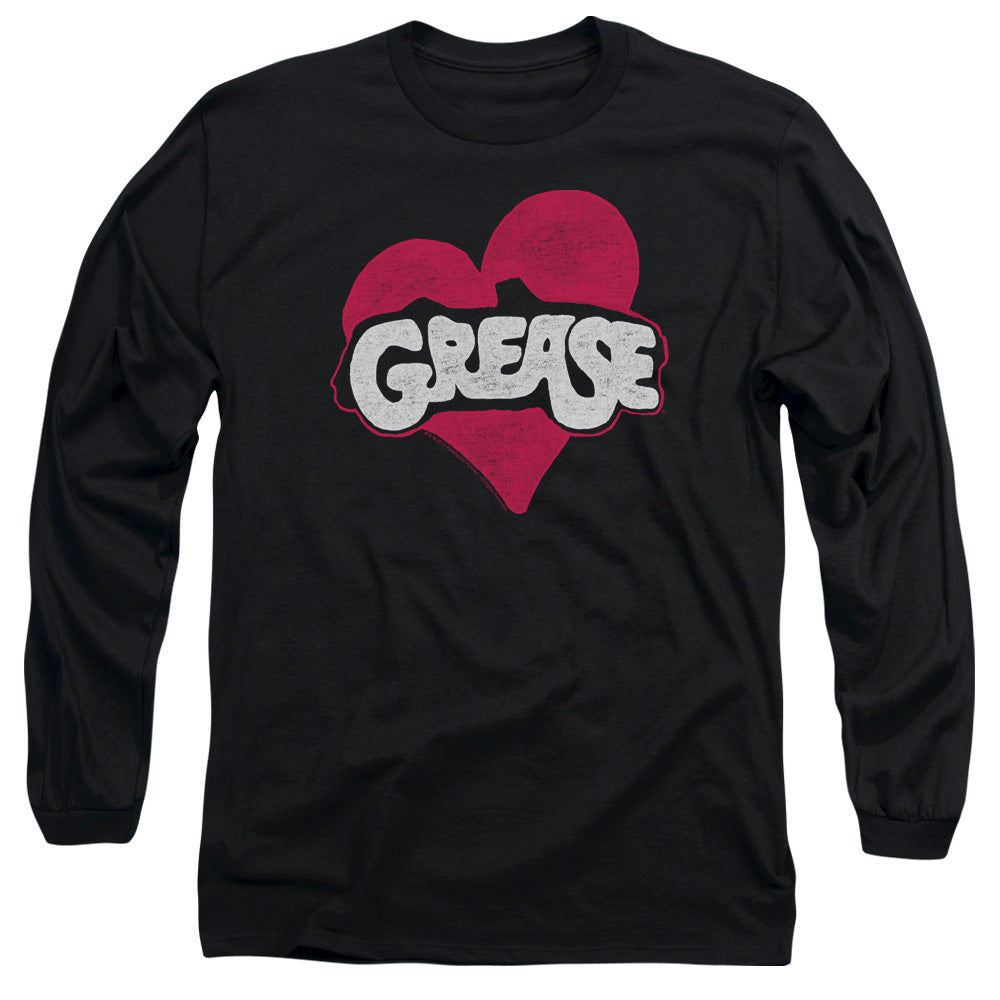 AN OFFCIALLY LICENSED GREASE HEART MEN'S LONG SLEEVE T-SHIRT BLACK