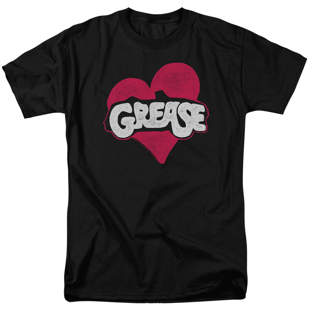 AN OFFCIALLY LICENSED GREASE HEART MEN'S REGULAR FIT T-SHIRT BLACK