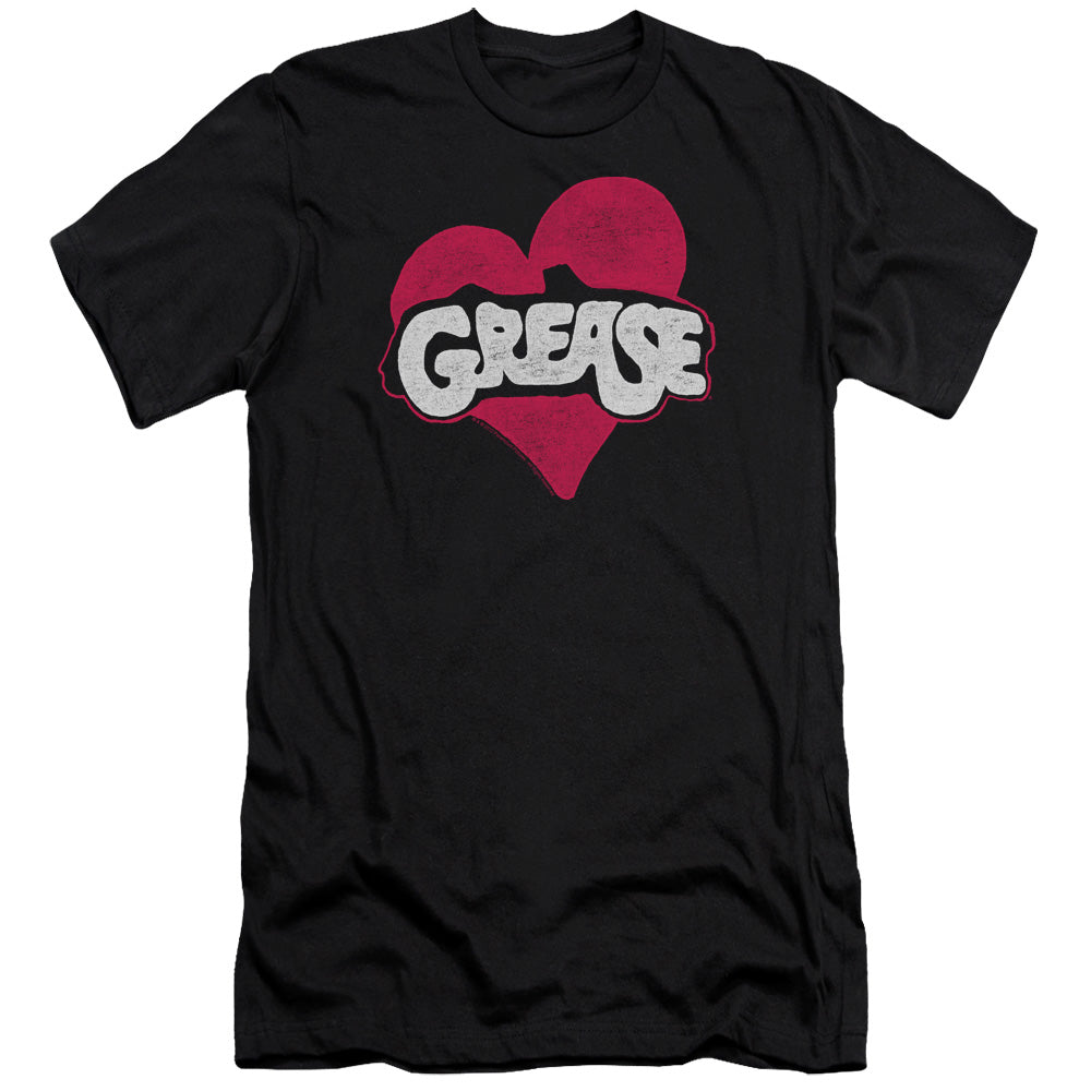 AN OFFCIALLY LICENSED GREASE HEART MEN'S PREMIUM SLIM FIT T-SHIRT BLACK