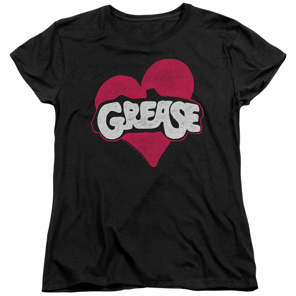 AN OFFCIALLY LICENSED GREASE HEART WOMEN'S REGULAR FIT T-SHIRT BLACK