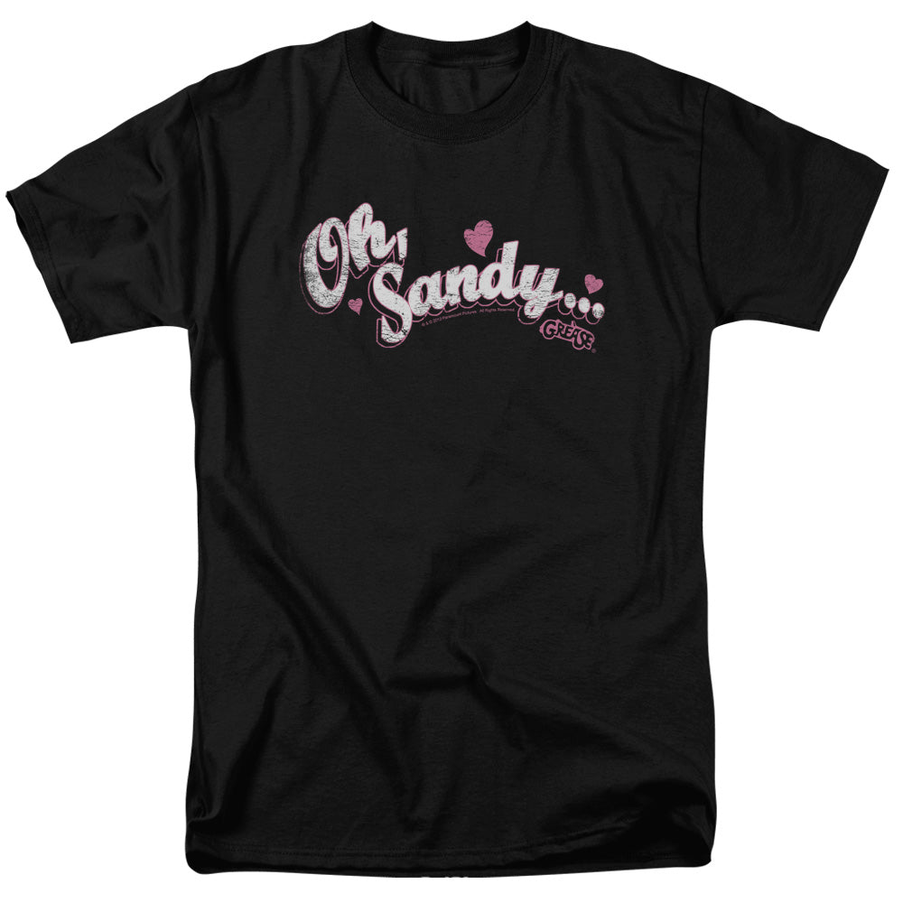 AN OFFCIALLY LICENSED GREASE OH SANDY MEN'S REGULAR FIT T-SHIRT BLACK