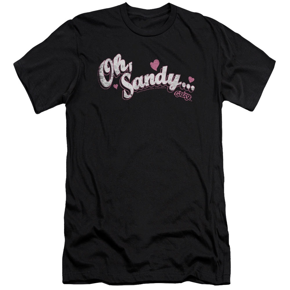 AN OFFCIALLY LICENSED GREASE OH SANDY MEN'S PREMIUM SLIM FIT T-SHIRT BLACK