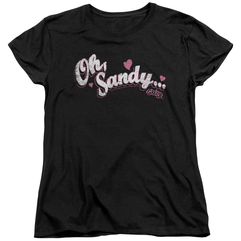 AN OFFCIALLY LICENSED GREASE OH SANDY WOMEN'S REGULAR FIT T-SHIRT BLACK