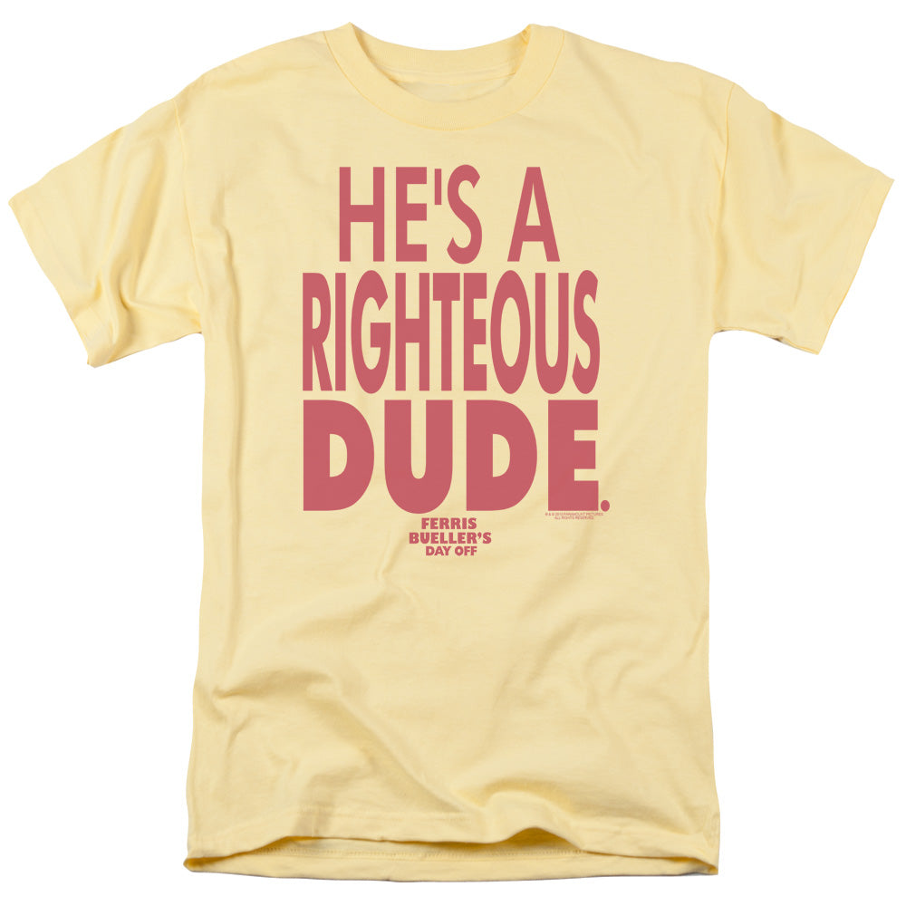 AN OFFCIALLY LICENSED FERRIS BUELLER RIGHTEOUS DUDE MEN'S REGULAR FIT T-SHIRT BANANA