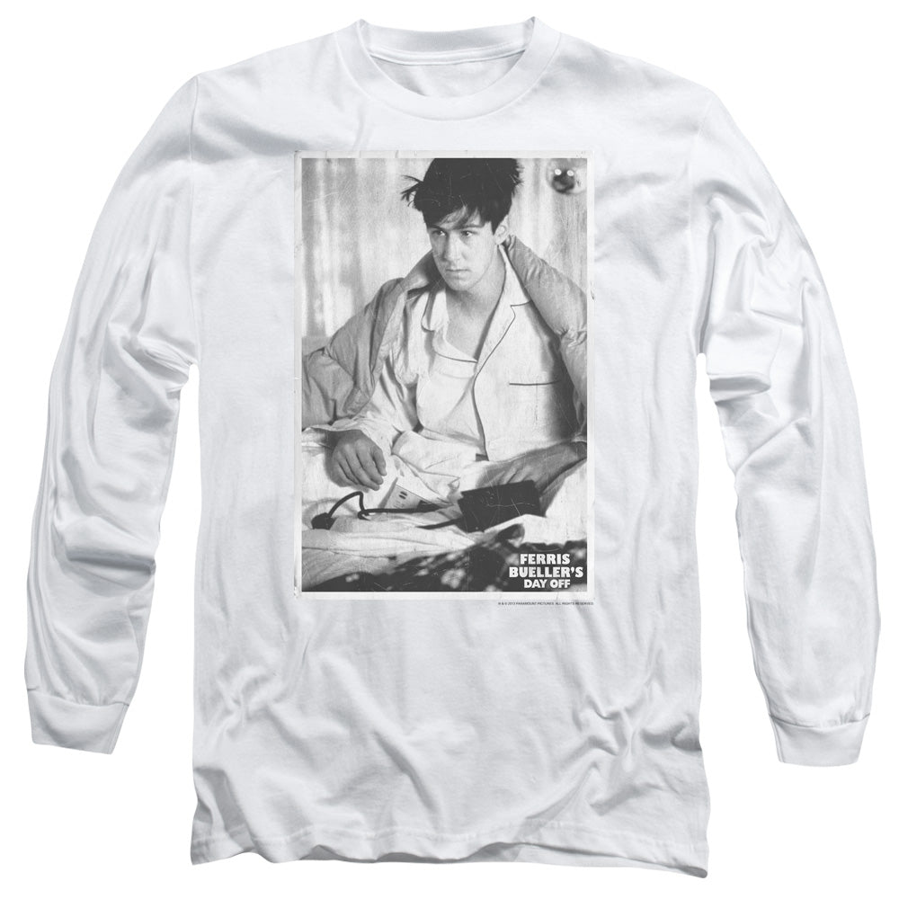 AN OFFCIALLY LICENSED FERRIS BUELLER CAMERON MEN'S LONG SLEEVE T-SHIRT WHITE