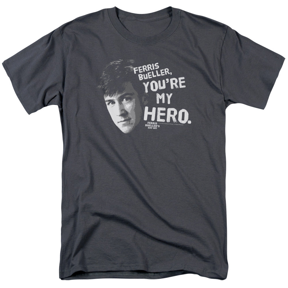 AN OFFCIALLY LICENSED FERRIS BUELLER MY HERO MEN'S REGULAR FIT T-SHIRT CHARCOAL