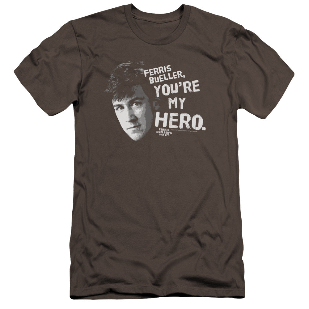 AN OFFCIALLY LICENSED FERRIS BUELLER MY HERO MEN'S PREMIUM SLIM FIT T-SHIRT CHARCOAL