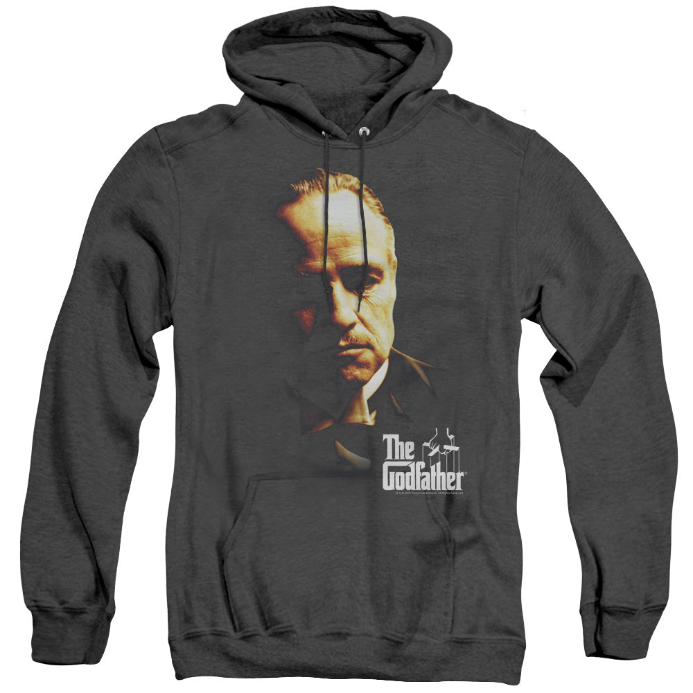 AN OFFCIALLY LICENSED GODFATHER DON VITO ADULT UNISEX HEATHER PULLOVER HOODIE BLACK