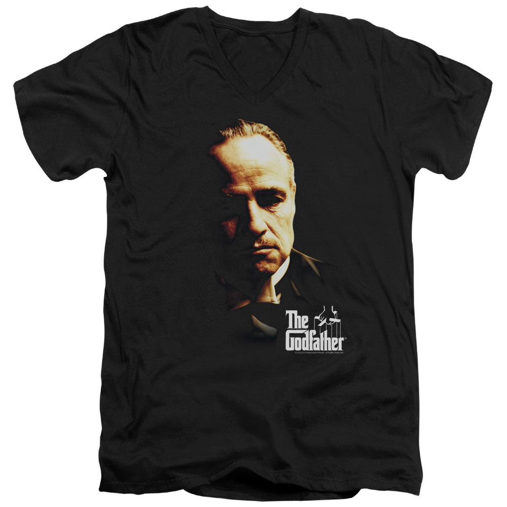 AN OFFCIALLY LICENSED GODFATHER DON VITO MEN'S V-NECK T-SHIRT BLACK