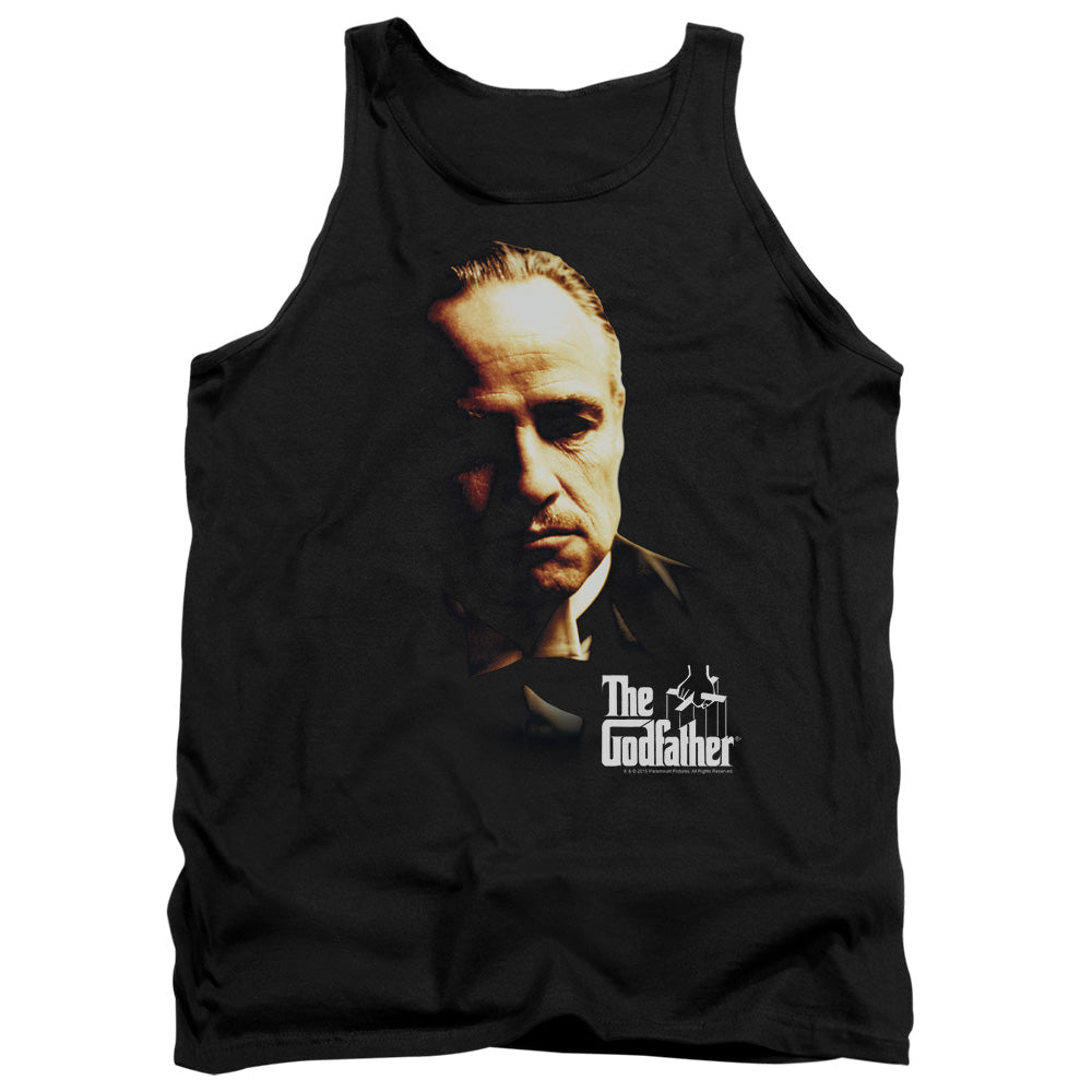 AN OFFCIALLY LICENSED GODFATHER DON VITO ADULT UNISEX TANK TOP BLACK
