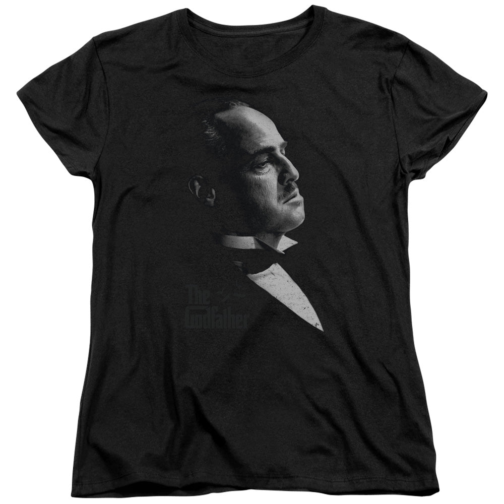 AN OFFCIALLY LICENSED GODFATHER GRAPHIC VITO WOMEN'S REGULAR FIT T-SHIRT BLACK