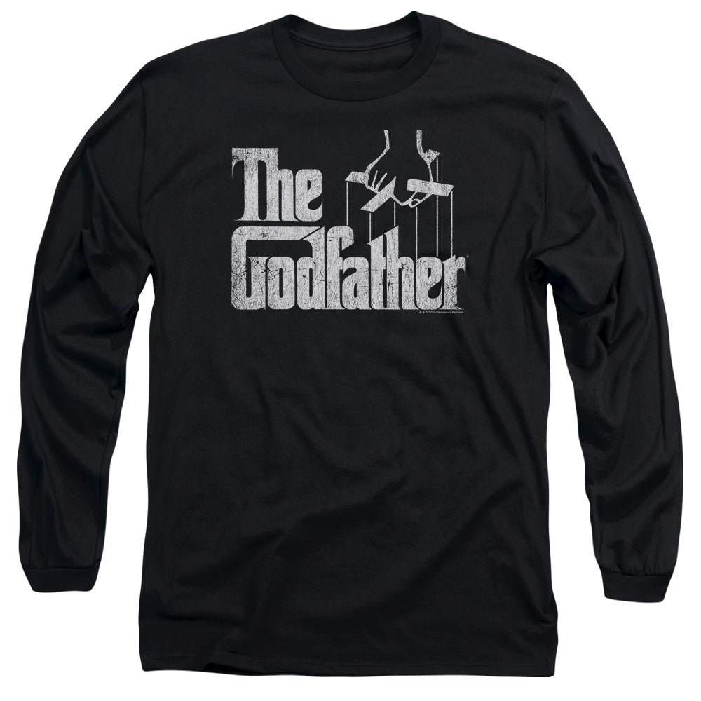 AN OFFCIALLY LICENSED GODFATHER LOGO MEN'S LONG SLEEVE T-SHIRT BLACK
