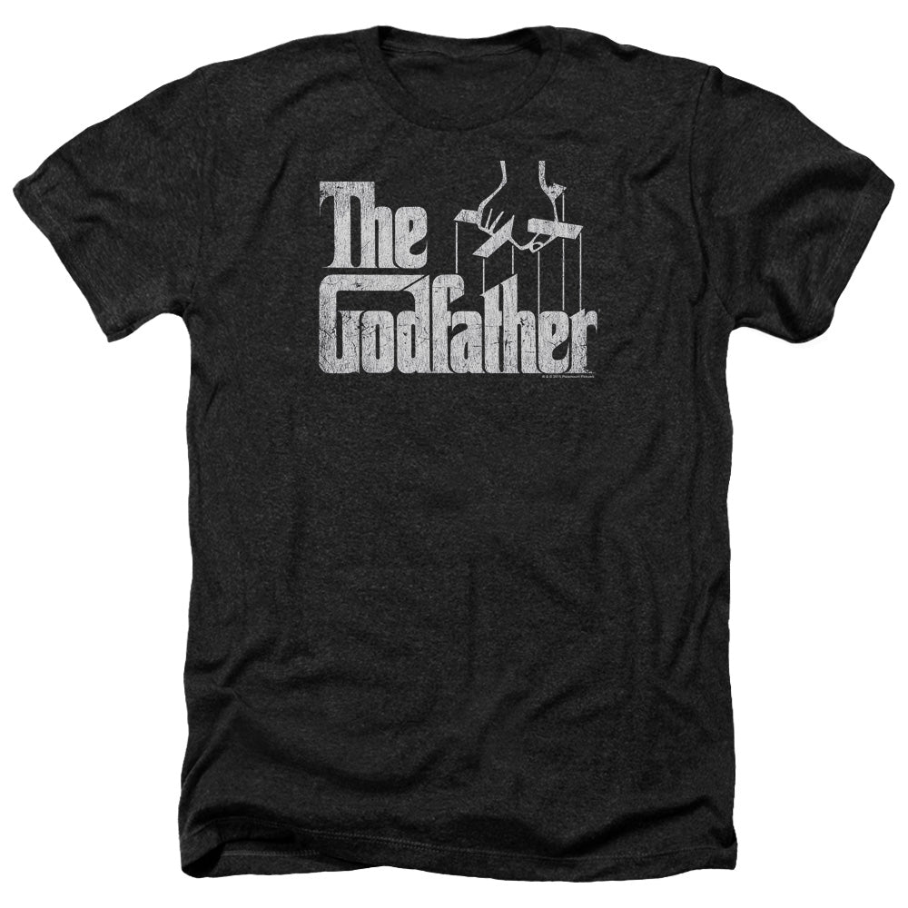 AN OFFCIALLY LICENSED GODFATHER LOGO MEN'S HEATHER T-SHIRT CHARCOAL