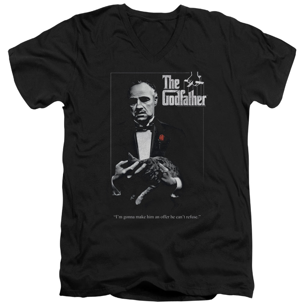 AN OFFCIALLY LICENSED GODFATHER POSTER MEN'S V-NECK T-SHIRT BLACK