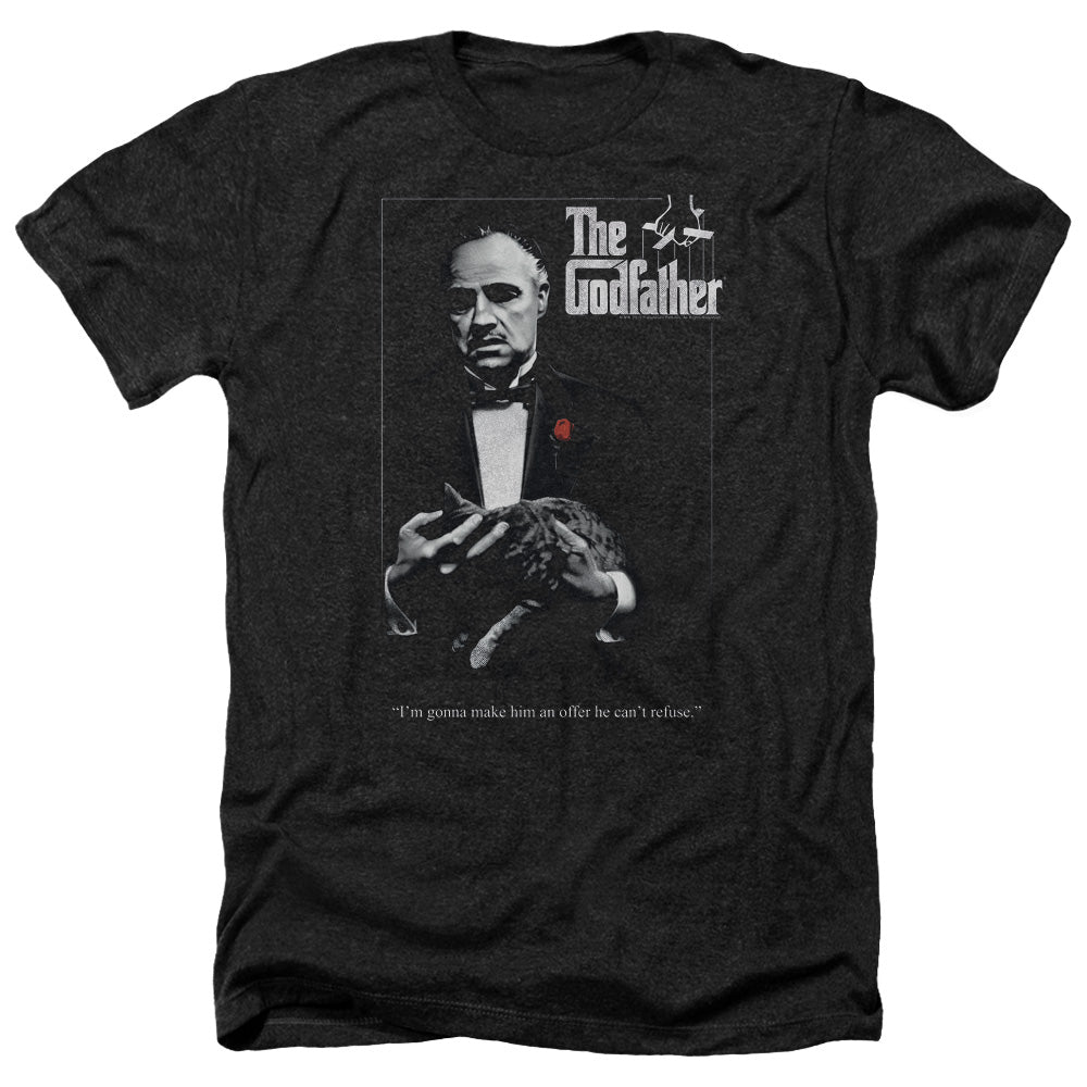 AN OFFCIALLY LICENSED GODFATHER POSTER MEN'S HEATHER T-SHIRT CHARCOAL