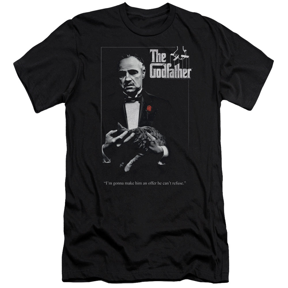 AN OFFCIALLY LICENSED GODFATHER POSTER MEN'S PREMIUM SLIM FIT T-SHIRT BLACK