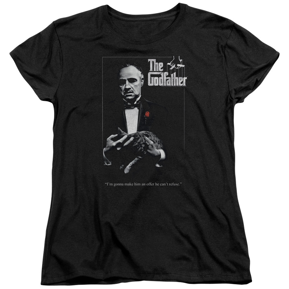 AN OFFCIALLY LICENSED GODFATHER POSTER WOMEN'S REGULAR FIT T-SHIRT BLACK