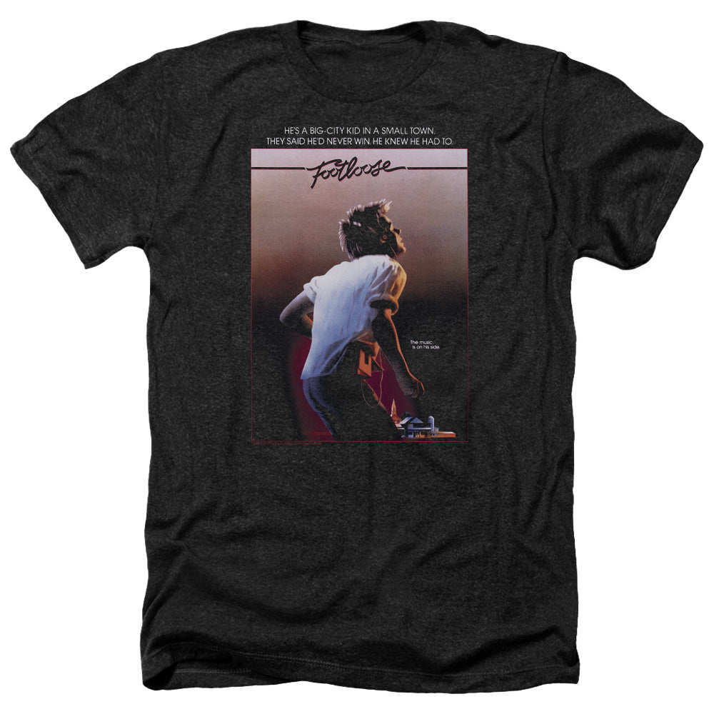 AN OFFCIALLY LICENSED FOOTLOOSE POSTER MEN'S HEATHER T-SHIRT CHARCOAL