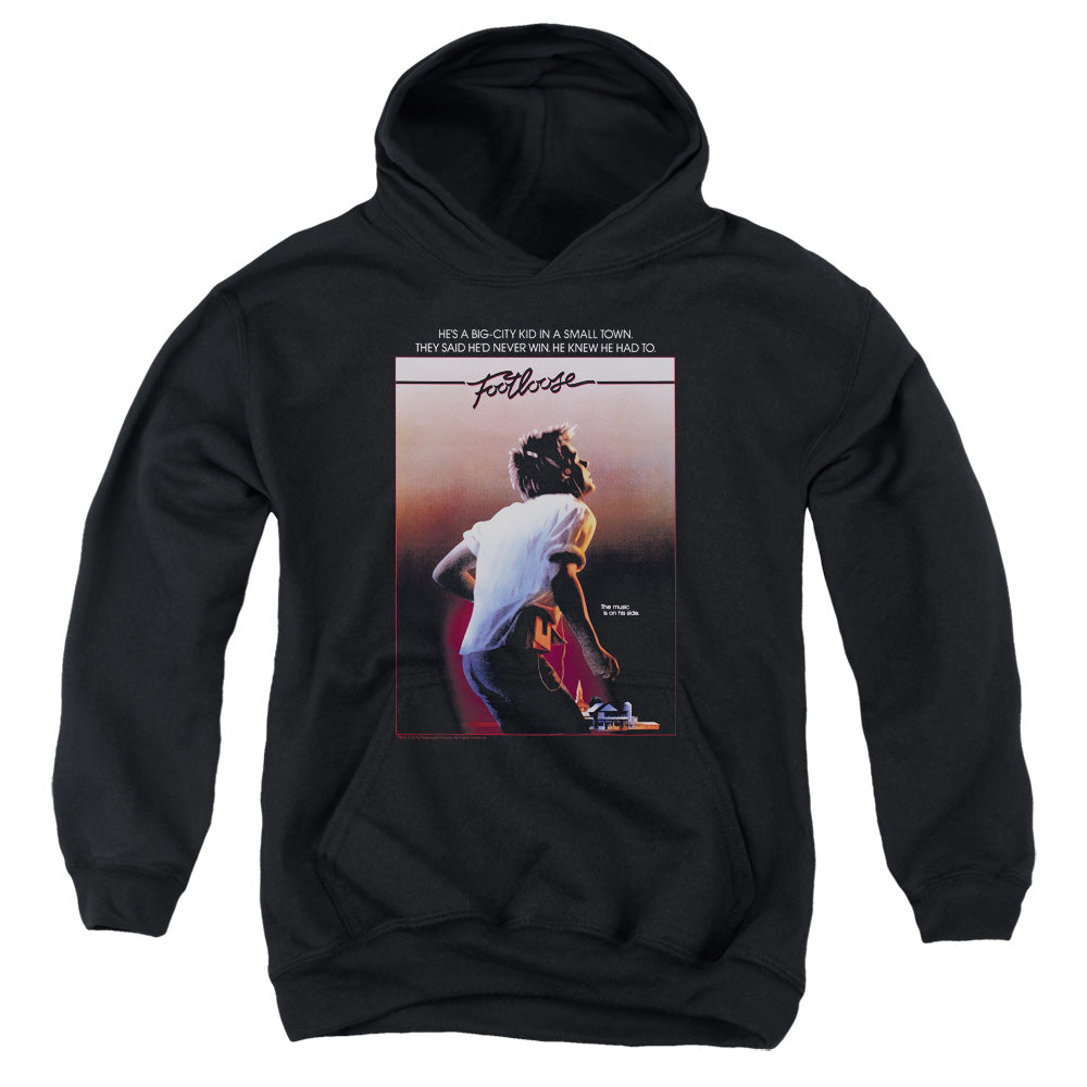 AN OFFCIALLY LICENSED FOOTLOOSE POSTER YOUTH HOODIE BLACK