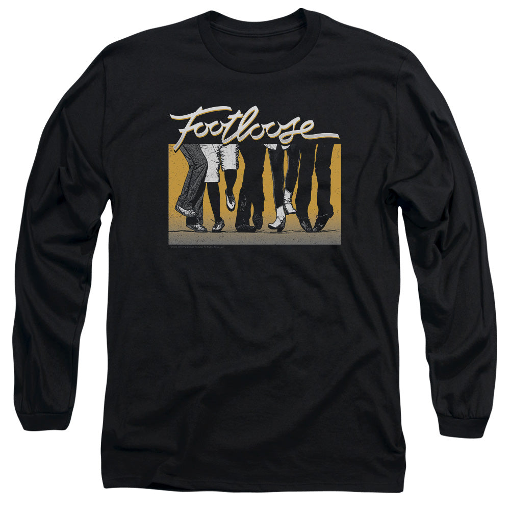 AN OFFCIALLY LICENSED FOOTLOOSE DANCE PARTY MEN'S LONG SLEEVE T-SHIRT BLACK