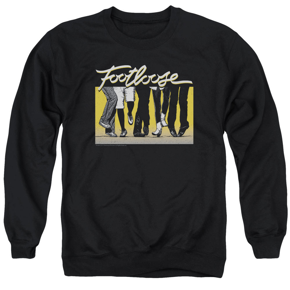 AN OFFCIALLY LICENSED FOOTLOOSE DANCE PARTY ADULT UNISEX CREWNECK SWEATSHIRT BLACK