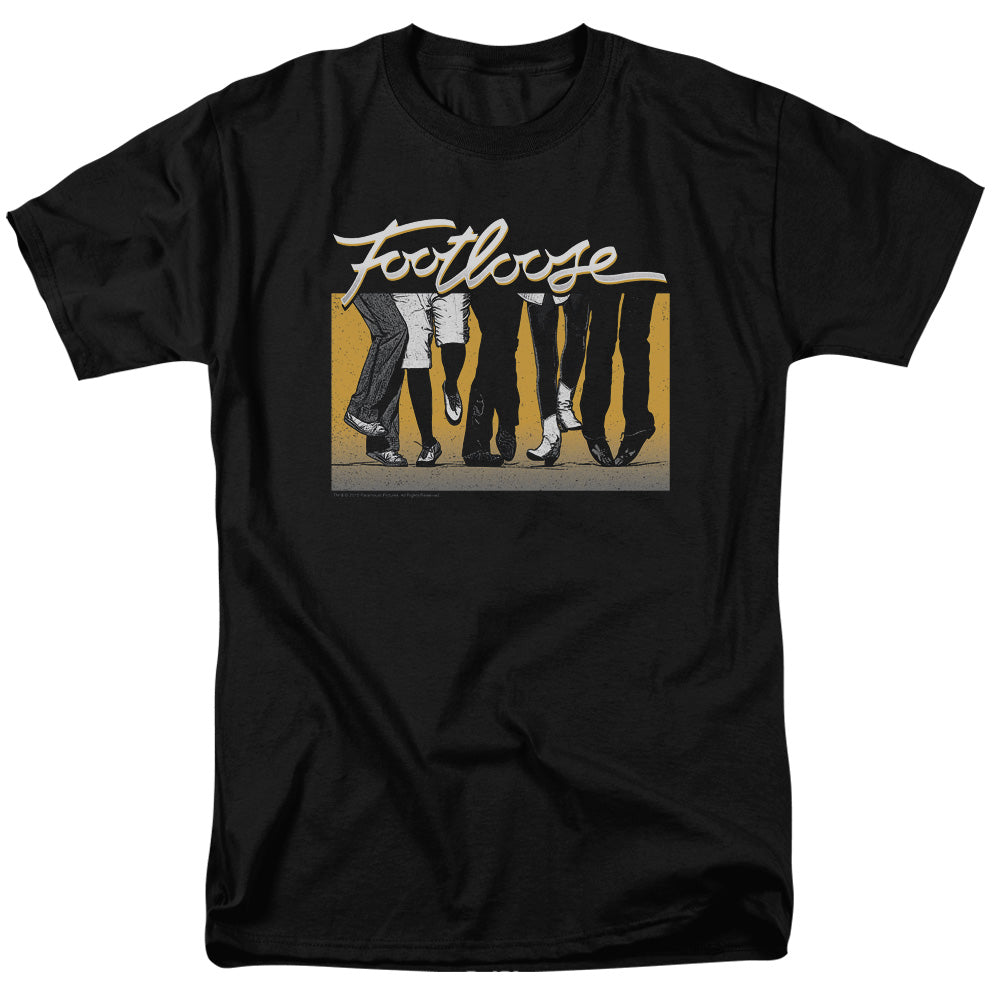 AN OFFCIALLY LICENSED FOOTLOOSE DANCE PARTY MEN'S REGULAR FIT T-SHIRT BLACK