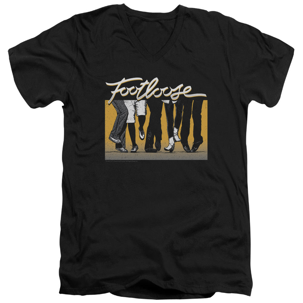AN OFFCIALLY LICENSED FOOTLOOSE DANCE PARTY MEN'S V-NECK T-SHIRT BLACK