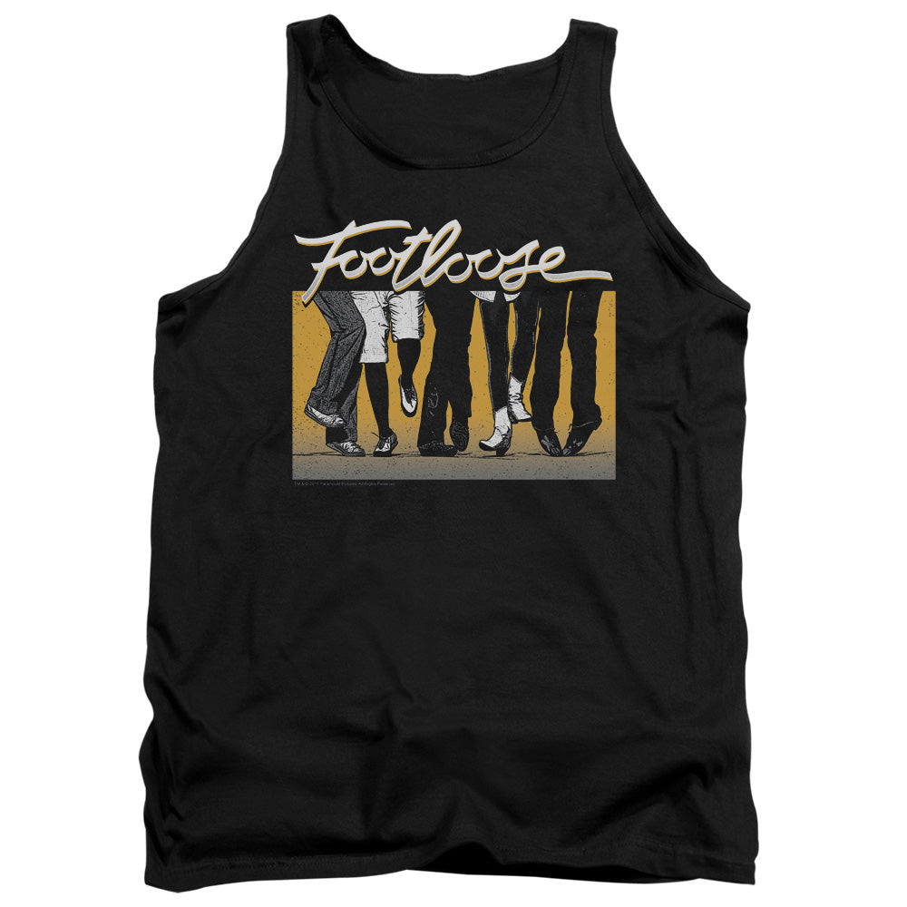 AN OFFCIALLY LICENSED FOOTLOOSE DANCE PARTY ADULT UNISEX TANK TOP BLACK