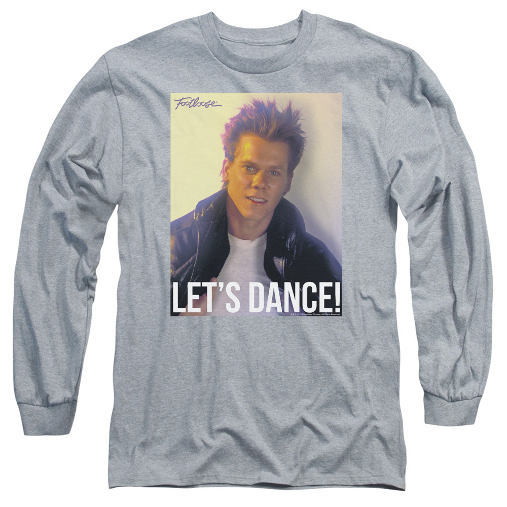 AN OFFCIALLY LICENSED FOOTLOOSE LETS DANCE MEN'S LONG SLEEVE T-SHIRT ATHLETIC HEATHER