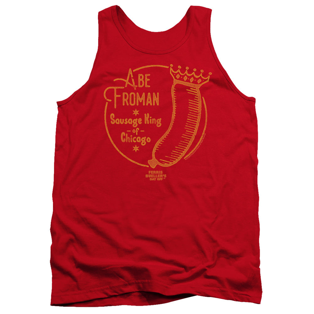 AN OFFCIALLY LICENSED FERRIS BUELLER ABE FROMAN ADULT UNISEX TANK TOP RED