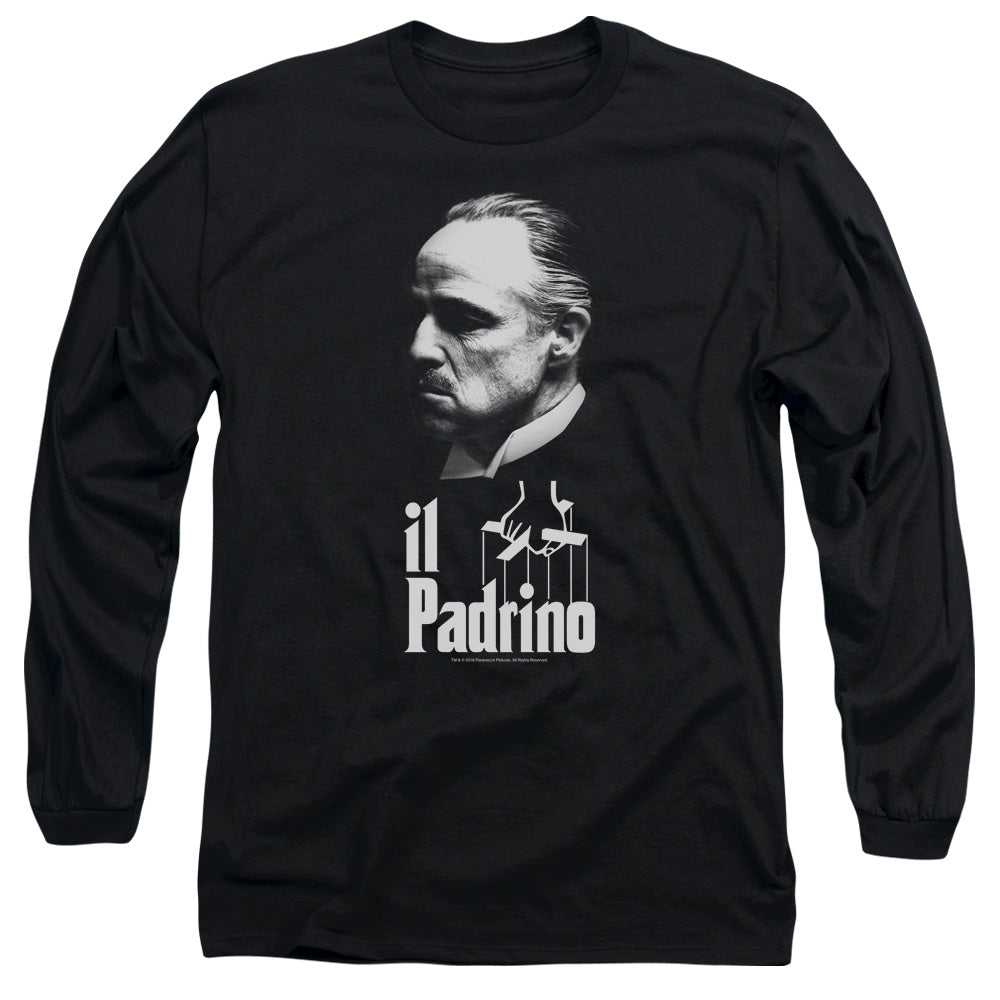 AN OFFCIALLY LICENSED GODFATHER IL PADRINO MEN'S LONG SLEEVE T-SHIRT BLACK