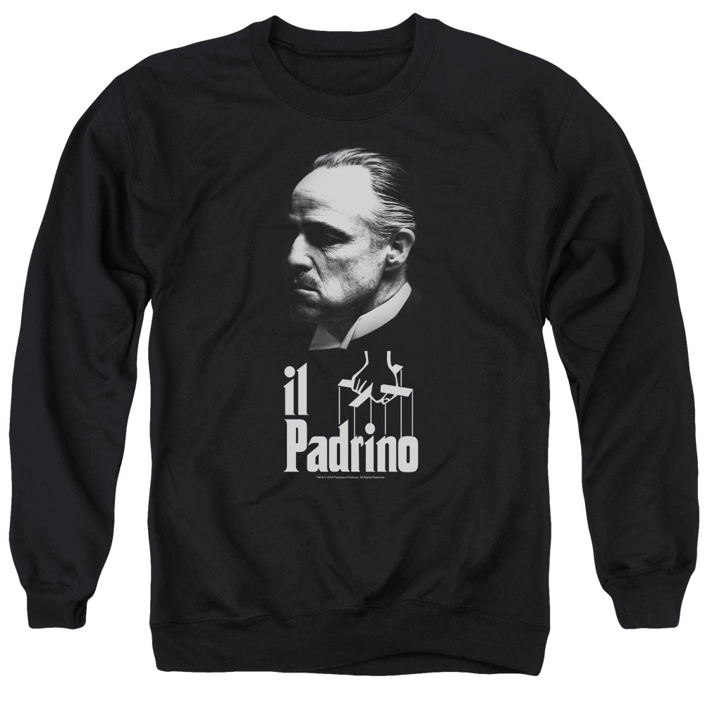 AN OFFCIALLY LICENSED GODFATHER IL PADRINO ADULT UNISEX CREWNECK SWEATSHIRT BLACK