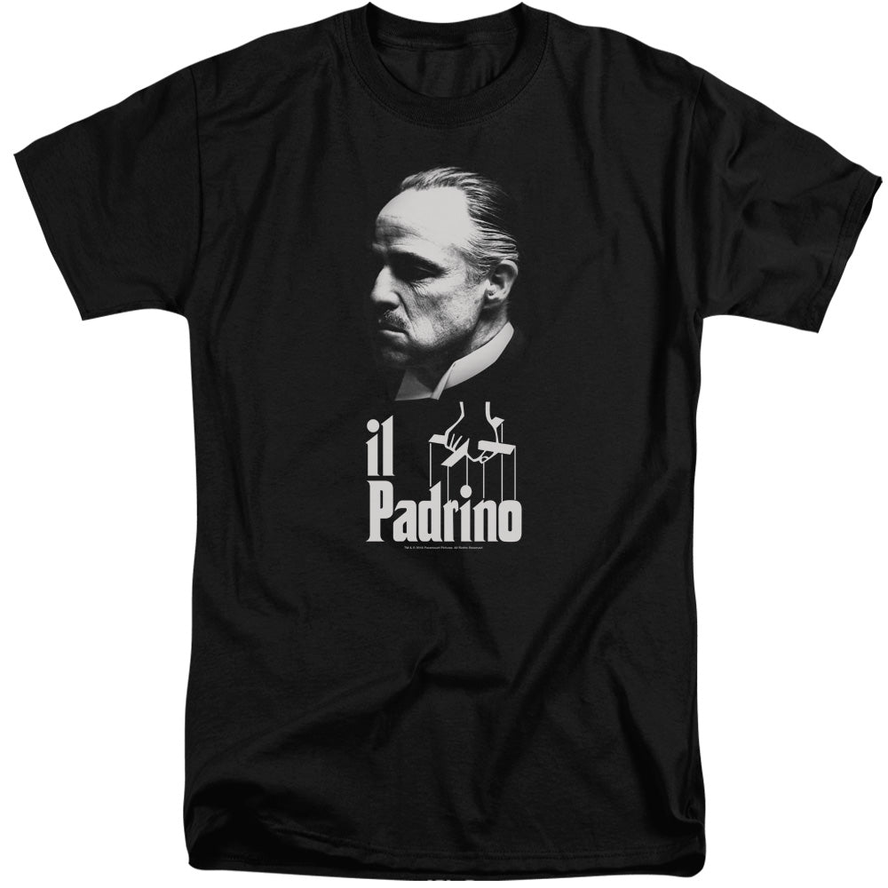 AN OFFCIALLY LICENSED GODFATHER IL PADRINO MEN'S TALL FIT T-SHIRT BLACK