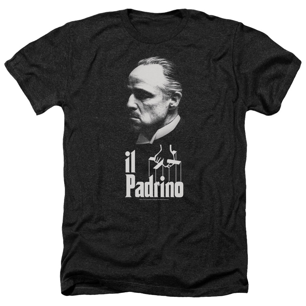 AN OFFCIALLY LICENSED GODFATHER IL PADRINO MEN'S HEATHER T-SHIRT CHARCOAL