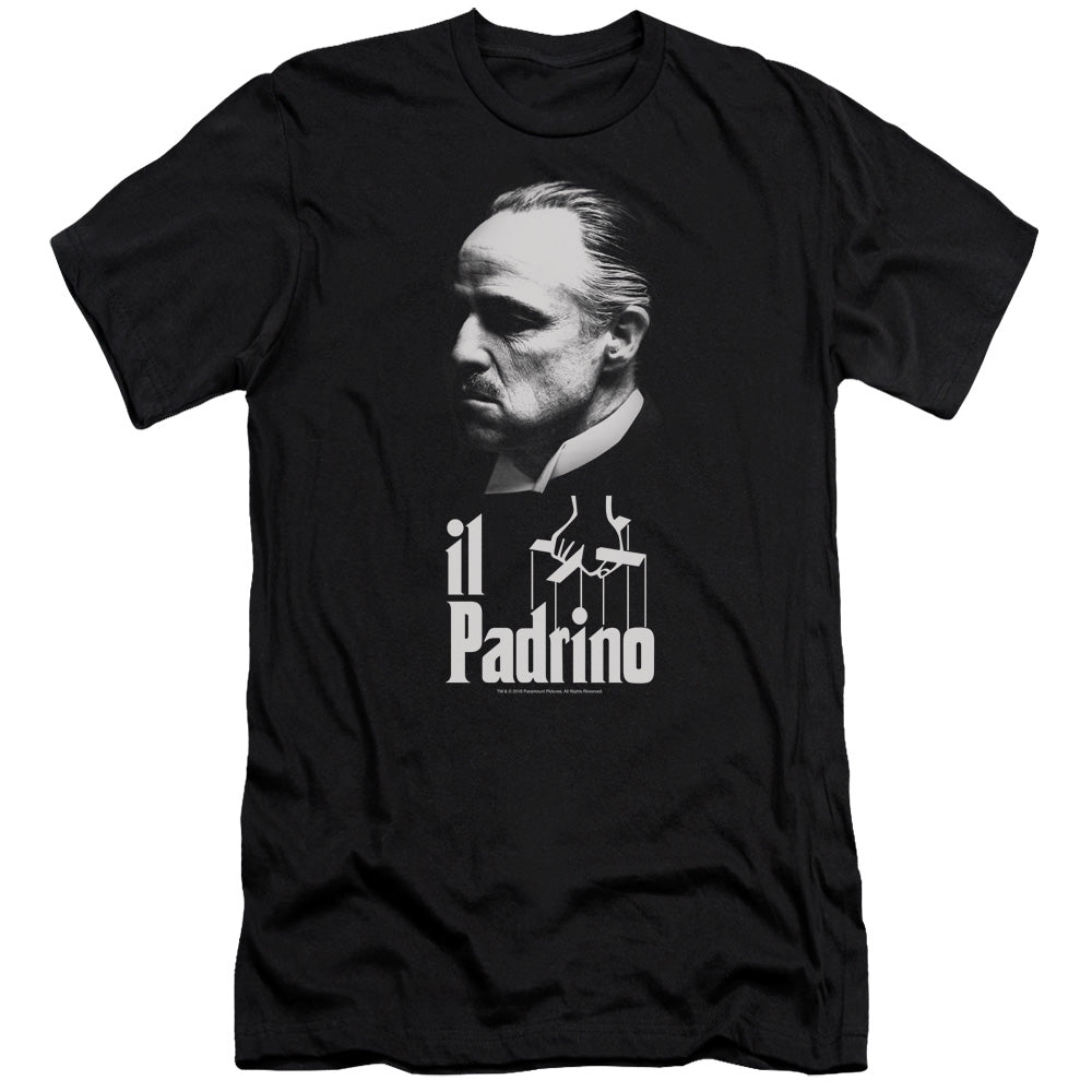 AN OFFCIALLY LICENSED GODFATHER IL PADRINO MEN'S PREMIUM SLIM FIT T-SHIRT BLACK