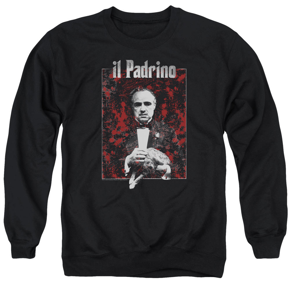 AN OFFCIALLY LICENSED GODFATHER SANGUE ADULT UNISEX CREWNECK SWEATSHIRT BLACK