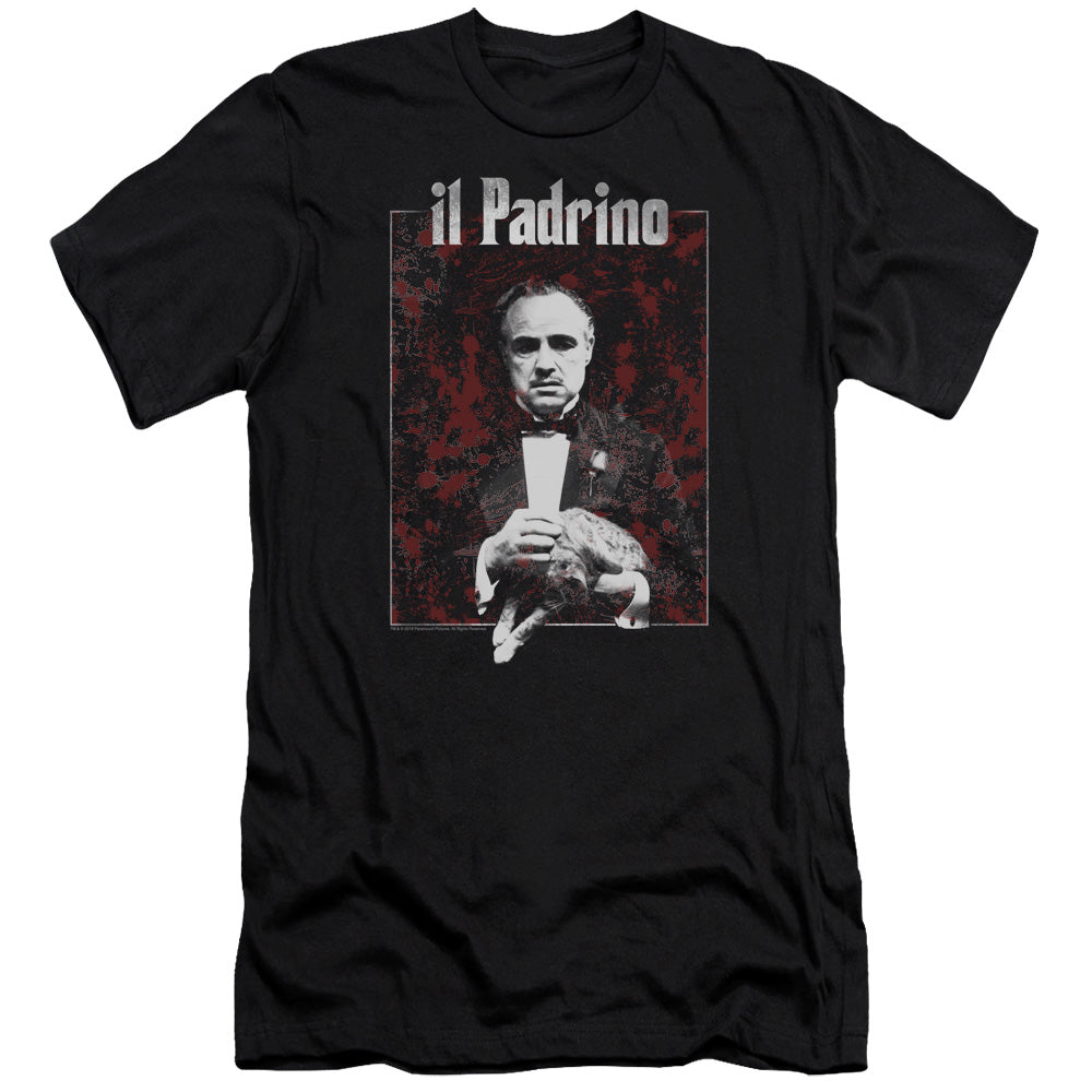 AN OFFCIALLY LICENSED GODFATHER SANGUE MEN'S PREMIUM SLIM FIT T-SHIRT BLACK