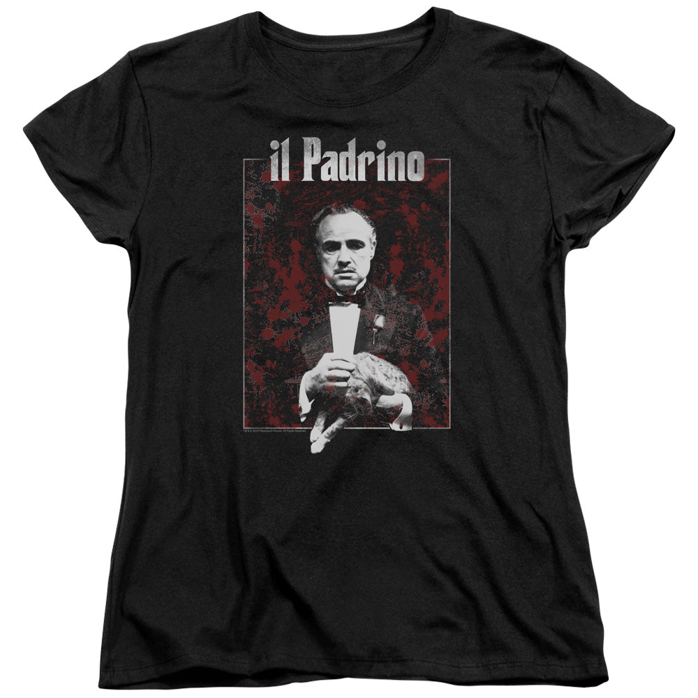 AN OFFCIALLY LICENSED GODFATHER SANGUE WOMEN'S REGULAR FIT T-SHIRT BLACK